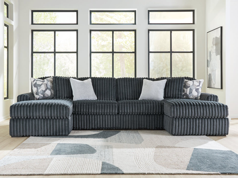 Midnight-Madness Double Chaise 3-Piece Sectional - Aumand's Furniture (North Walpole, NH) 