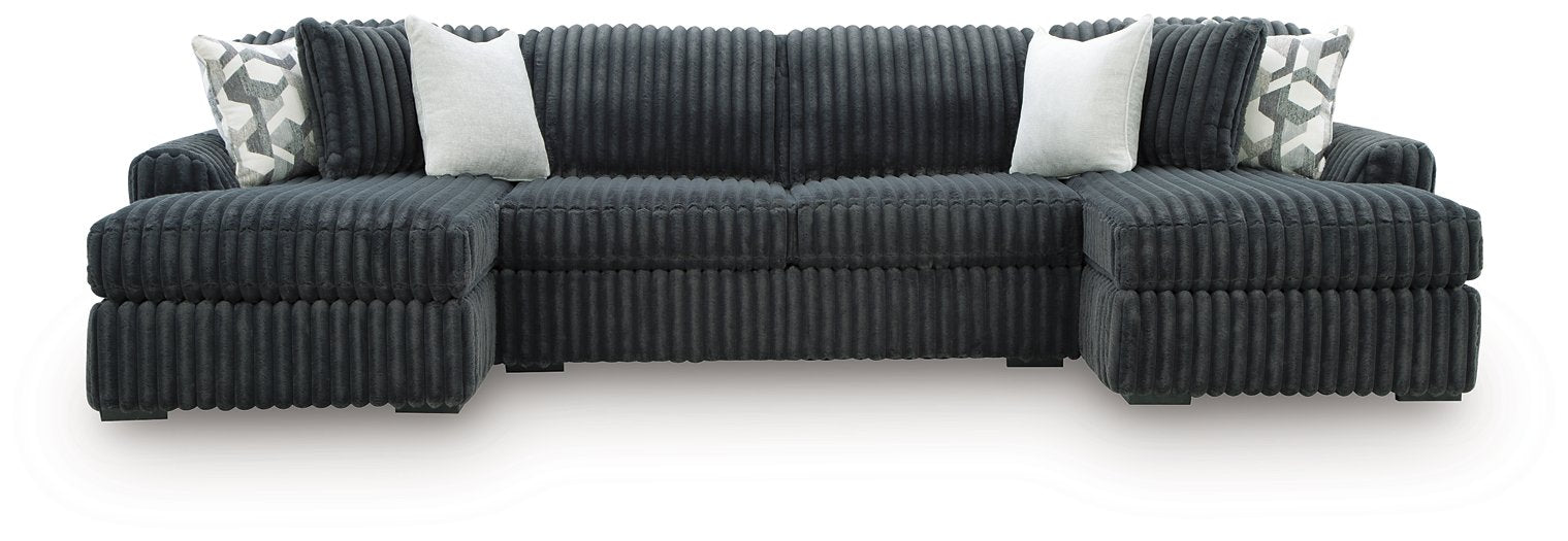 Midnight-Madness Double Chaise 3-Piece Sectional - Aumand's Furniture (North Walpole, NH) 