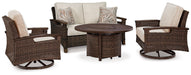Paradise Trail Outdoor Loveseat, Lounge Chairs and Fire Pit Table - Aumand's Furniture (North Walpole, NH) 