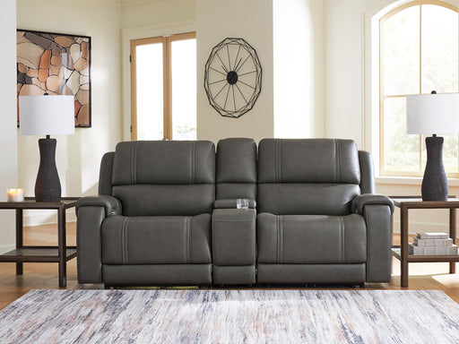 5Z - Pittson Power Reclining Sectional Loveseat with Console - Aumand's Furniture (North Walpole, NH) 