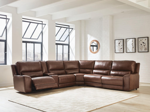 DeepWakes Reclining Sectional with Storage Console - Aumand's Furniture (North Walpole, NH) 